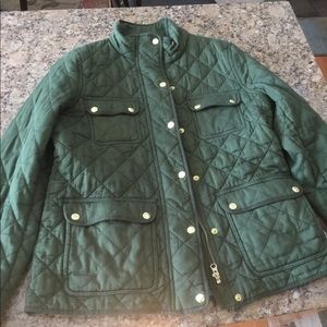 J Crew Quilted Field Jacket in Deep Moss